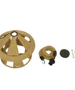 GloboStar® SOLITARIO 01606 Vintage Κρεμαστό Φωτιστικό Οροφής Μονόφωτο 1 x E27 Μπεζ Καμπάνα με Σχοινί Φ36 x Υ30cm