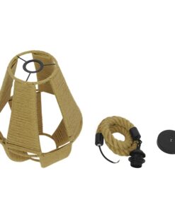 GloboStar® POLIA 01608 Vintage Κρεμαστό Φωτιστικό Οροφής Μονόφωτο 1 x E27 Πλέγμα με Μπεζ Σχοινί Φ30 x Υ42cm