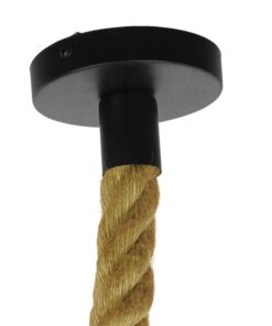 GloboStar® YUBA 01612 Vintage Κρεμαστό Φωτιστικό Οροφής Μονόφωτο 1 x E27 Πλέγμα με Μπεζ Σχοινί Φ22 x Υ40cm