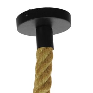 GloboStar® YUBA 01612 Vintage Κρεμαστό Φωτιστικό Οροφής Μονόφωτο 1 x E27 Πλέγμα με Μπεζ Σχοινί Φ22 x Υ40cm