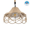 GloboStar® TESSUTI 01614 Vintage Κρεμαστό Φωτιστικό Οροφής Μονόφωτο 1 x E27 Πλέγμα με Μπεζ Σχοινί Φ39 x Υ31cm