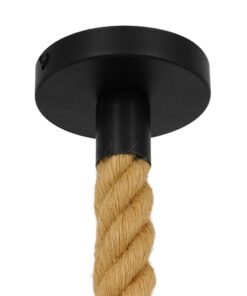 GloboStar® POLISHED 01616 Vintage Κρεμαστό Φωτιστικό Οροφής Μονόφωτο 1 x E27 Πλέγμα με Μπεζ Σχοινί Μ30 x Π28 x Υ30cm