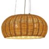 GloboStar® DE LA MER 01624 Vintage Κρεμαστό Φωτιστικό Οροφής Τρίφωτο 3 x E27 Καφέ Ξύλινο Bamboo Φ45 x Υ24cm