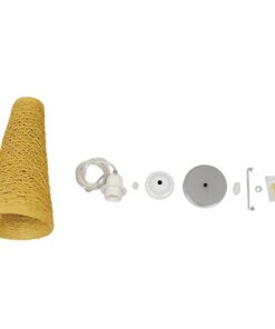 GloboStar® INCASS 01625 Vintage Κρεμαστό Φωτιστικό Οροφής Μονόφωτο 1 x E27 Μπεζ Ξύλινο Ψάθινο Rattan Φ15 x Υ30.5cm