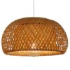 GloboStar® SAN TROPEZ 01626 Vintage Κρεμαστό Φωτιστικό Οροφής Μονόφωτο 1 x E27 Καφέ Ξύλινο Bamboo Φ38 x Υ22cm