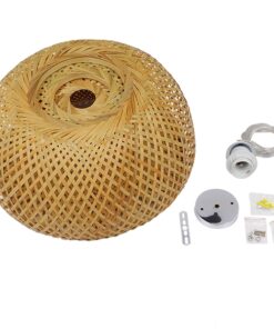 GloboStar® SAN TROPEZ 01626 Vintage Κρεμαστό Φωτιστικό Οροφής Μονόφωτο 1 x E27 Καφέ Ξύλινο Bamboo Φ38 x Υ22cm