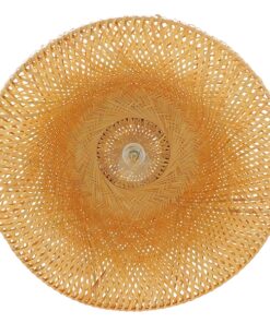 GloboStar® SAN TROPEZ 01627 Vintage Κρεμαστό Φωτιστικό Οροφής Μονόφωτο 1 x E27 Καφέ Ξύλινο Bamboo Φ60 x Υ29cm