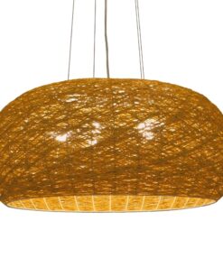 GloboStar® FIJI 01628 Vintage Κρεμαστό Φωτιστικό Οροφής Πολύφωτο 5 x E27 Μπέζ Rattan Φ60 x Υ29cm