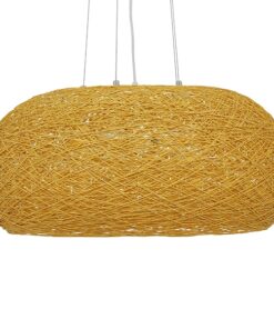 GloboStar® FIJI 01628 Vintage Κρεμαστό Φωτιστικό Οροφής Πολύφωτο 5 x E27 Μπέζ Rattan Φ60 x Υ29cm