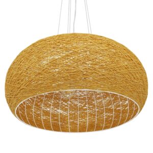 GloboStar® FIJI 01628 Vintage Κρεμαστό Φωτιστικό Οροφής Πολύφωτο 5 x E27 Μπέζ Rattan Φ60 x Υ29cm