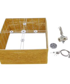 GloboStar® LONG BAY 01629 Vintage Κρεμαστό Φωτιστικό Οροφής Πολύφωτο 5 x E27 Καφέ Ξύλινο Rattan Μ40 x Π40 x Υ22.5cm