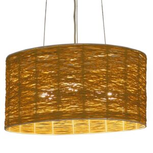 GloboStar® MADAGASKAR 01630 Vintage Κρεμαστό Φωτιστικό Οροφής Τρίφωτο 3 x E27 Καφέ Ξύλινο Rattan Φ40 x Υ22cm