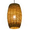 GloboStar® SAO PAULO 01631 Vintage Κρεμαστό Φωτιστικό Οροφής Μονόφωτο 1 x E27 Καφέ Ξύλινο Rattan Φ15 x Υ25cm