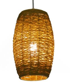 GloboStar® SAO PAULO 01631 Vintage Κρεμαστό Φωτιστικό Οροφής Μονόφωτο 1 x E27 Καφέ Ξύλινο Rattan Φ15 x Υ25cm