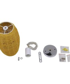 GloboStar® SAO PAULO 01631 Vintage Κρεμαστό Φωτιστικό Οροφής Μονόφωτο 1 x E27 Καφέ Ξύλινο Rattan Φ15 x Υ25cm