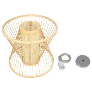 GloboStar® DE PARIS 01632 Vintage Κρεμαστό Φωτιστικό Οροφής Μονόφωτο 1 x E27 Μπεζ Ξύλινο Bamboo Φ35 x Y32cm