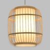 GloboStar® DE PARIS 01633 Vintage Κρεμαστό Φωτιστικό Οροφής Μονόφωτο 1 x E27 Μπεζ Ξύλινο Bamboo Φ26 x Y32cm
