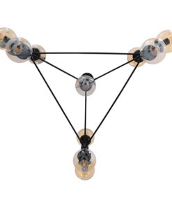 GloboStar® SENTINEL 01636 Μοντέρνο Industrial Κρεμαστό Φωτιστικό Οροφής Πολύφωτο 10 x E27 Μαύρο Μεταλλικό Πολυέλαιος με Μελί Γυαλί Φ110 x Υ82cm