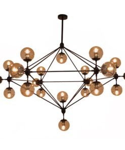 GloboStar® SENTINEL 01638 Μοντέρνο Industrial Κρεμαστό Φωτιστικό Οροφής Πολύφωτο 21 x E27 Μαύρο Μεταλλικό Πολυέλαιος με Μελί Γυαλί Φ170 x Υ136cm