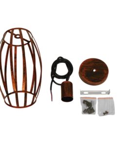 GloboStar® ZEBRA 01639 Vintage Industrial Κρεμαστό Φωτιστικό Οροφής Μονόφωτο Καφέ Σκουριά Μεταλλικό Πλέγμα Φ15 x Υ25cm