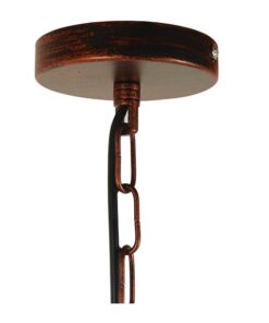 GloboStar® LIBELLULA 01642 Vintage Industrial Κρεμαστό Φωτιστικό Οροφής Μονόφωτο 1 x E27 Καφέ Σκουριά Μεταλλικό Πλέγμα Μ48.5 x Π42 x Y37.5cm