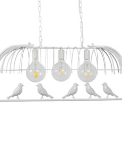 GloboStar® ACHILLEA 01647 Vintage Industrial Κρεμαστό Φωτιστικό Οροφής Τρίφωτο 3 x E27 Λευκό Μεταλλικό Πλέγμα Μ85.5 x Π37.5 x Y38cm