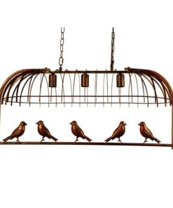 GloboStar® ARMONIA 01648 Vintage Industrial Κρεμαστό Φωτιστικό Οροφής Τρίφωτο 3 x E27 Καφέ Σκουριά Μεταλλικό Πλέγμα Μ85.5 x Π37.5 x Y38cm