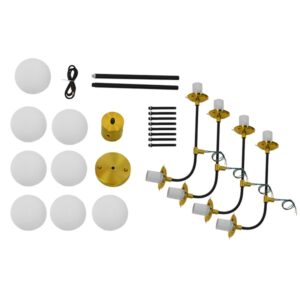 GloboStar® STARDUST 01649 Vintage Industrial Φωτιστικό Οροφής Πολύφωτο Μαύρο – Χρυσό Μεταλλικό Πολυέλαιος με Γυάλινες Μπάλες Λευκό Ματ Φ75 x Y100cm