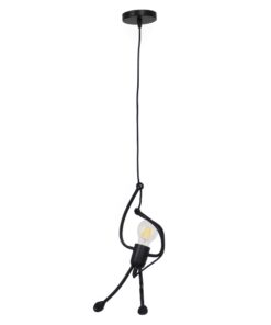 GloboStar® LITTLE MAN 01652 Μοντέρνο Κρεμαστό Φωτιστικό Οροφής Μονόφωτο 1 x E27 Μαύρο Μεταλλικό Φ20 x Υ40cm