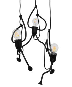 GloboStar® FIGURE 10001655 Μοντέρνο Κρεμαστό Παιδικό Φωτιστικό Οροφής Τρίφωτο 3 x E27 Μαύρο Μεταλλικό Φιγούρα Φ45 x Υ40cm
