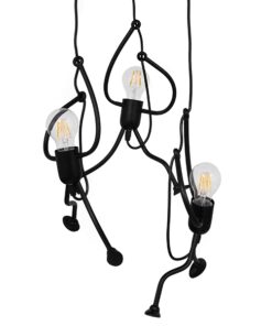 GloboStar® LITTLE MAN 01655 SET Μοντέρνο Κρεμαστό Φωτιστικό Οροφής Τρίφωτο 3 x E27 Μαύρο Μεταλλικό Φ45 x Υ40cm