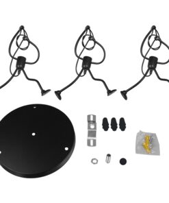 GloboStar® LITTLE MAN 01655 SET Μοντέρνο Κρεμαστό Φωτιστικό Οροφής Τρίφωτο 3 x E27 Μαύρο Μεταλλικό Φ45 x Υ40cm