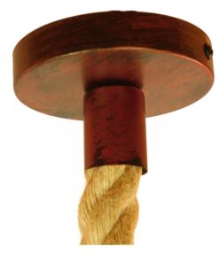 GloboStar® BRADLEY 01660 Vintage Industrial Κρεμαστό Φωτιστικό Οροφής Μονόφωτο 1 x E27 Πλέγμα Καφέ Σκουριά με Μπεζ Σχοινί Φ33 x Υ33cm