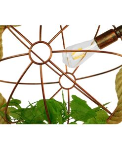 GloboStar® BRADLEY 01661 Vintage Industrial Κρεμαστό Φωτιστικό Οροφής Μονόφωτο 1 x E27 Πλέγμα Καφέ Σκουριά με Μπεζ Σχοινί Φ42 x Υ42cm