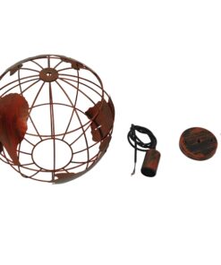 GloboStar® EARTH 01662 Vintage Industrial Κρεμαστό Φωτιστικό Οροφής Μονόφωτο 1 x E27 Καφέ Σκουριά Μεταλλικό Πλέγμα Φ30 x Υ30cm