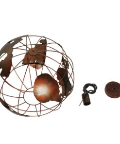 GloboStar® EARTH 01665 Vintage Industrial Κρεμαστό Φωτιστικό Οροφής Μονόφωτο 1 x E27 Καφέ Σκουριά Μεταλλικό Πλέγμα Φ40 x Υ40cm