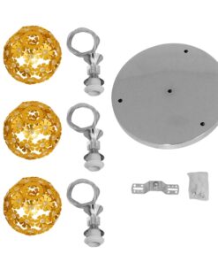 GloboStar® MARGARITA 01670 Μοντέρνο Κρεμαστό Φωτιστικό Οροφής Τρίφωτο 3 x E27 Χρυσό Μεταλλικό με Κρύσταλλα Φ50 x Υ24cm