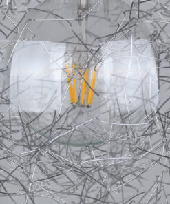 GloboStar® LAMP 01677 Μοντέρνο Κρεμαστό Φωτιστικό Οροφής Μονόφωτο 1 x E27 Ασημί Νίκελ Μεταλλικό Διάφανο Γυαλί Φ30 x Υ52cm