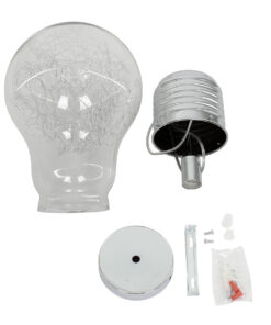 GloboStar® LAMP 01677 Μοντέρνο Κρεμαστό Φωτιστικό Οροφής Μονόφωτο 1 x E27 Ασημί Νίκελ Μεταλλικό Διάφανο Γυαλί Φ30 x Υ52cm