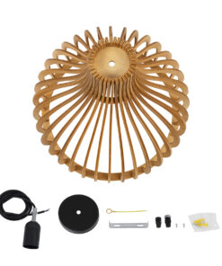 GloboStar® SCANDINAVIA 01697 Μοντέρνο Κρεμαστό Φωτιστικό Οροφής Μονόφωτο 1 x E27 Μπεζ Ξύλινο Πλέγμα Φ35 x Υ35cm