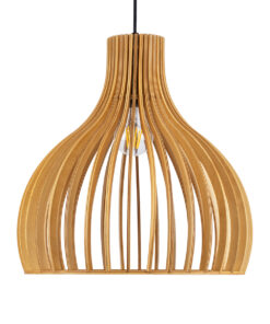 GloboStar® SCANDINAVIA 01697 Μοντέρνο Κρεμαστό Φωτιστικό Οροφής Μονόφωτο 1 x E27 Μπεζ Ξύλινο Πλέγμα Φ35 x Υ35cm