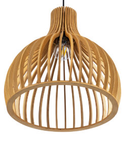 GloboStar® SCANDINAVIA 01697 Μοντέρνο Κρεμαστό Φωτιστικό Οροφής Μονόφωτο 1 x E27 Μπεζ Ξύλινο Πλέγμα Φ35 x Υ35cm