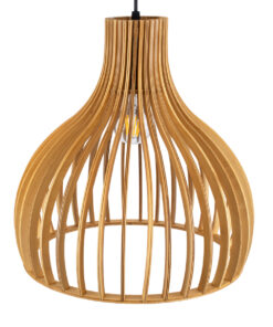 GloboStar® SCANDINAVIA 01697 Μοντέρνο Κρεμαστό Φωτιστικό Οροφής Μονόφωτο 1 x E27 Μπεζ Ξύλινο Πλέγμα Φ35 x Υ35cm