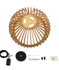 GloboStar® SCANDINAVIA 01698 Μοντέρνο Κρεμαστό Φωτιστικό Οροφής Μονόφωτο 1 x E27 Μπεζ Ξύλινο Πλέγμα Φ33 x Υ20cm