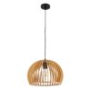 GloboStar® SCANDINAVIA 01698 Μοντέρνο Κρεμαστό Φωτιστικό Οροφής Μονόφωτο 1 x E27 Μπεζ Ξύλινο Πλέγμα Φ33 x Υ20cm