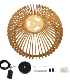 GloboStar® SCANDINAVIA 01699 Μοντέρνο Κρεμαστό Φωτιστικό Οροφής Μονόφωτο 1 x E27 Μπεζ Ξύλινο Πλέγμα Φ44 x Υ28cm