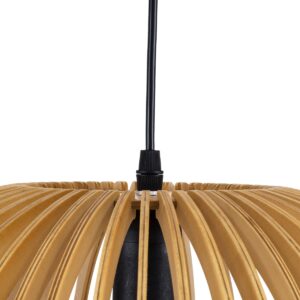 GloboStar® SCANDINAVIA 01699 Μοντέρνο Κρεμαστό Φωτιστικό Οροφής Μονόφωτο 1 x E27 Μπεζ Ξύλινο Πλέγμα Φ44 x Υ28cm