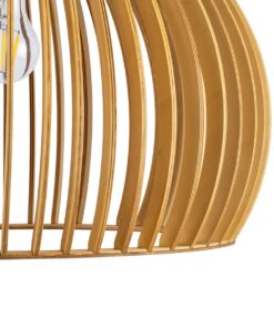 GloboStar® SCANDINAVIA 01699 Μοντέρνο Κρεμαστό Φωτιστικό Οροφής Μονόφωτο 1 x E27 Μπεζ Ξύλινο Πλέγμα Φ44 x Υ28cm