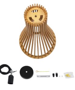 GloboStar® SCANDINAVIA 01700 Μοντέρνο Κρεμαστό Φωτιστικό Οροφής Μονόφωτο 1 x E27 Μπεζ Ξύλινο Πλέγμα Φ25 x Υ45cm