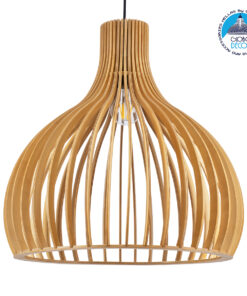 GloboStar® SCANDINAVIA 01701 Μοντέρνο Κρεμαστό Φωτιστικό Οροφής Μονόφωτο 1 x E27 Μπεζ Ξύλινο Πλέγμα Φ45 x Υ45cm